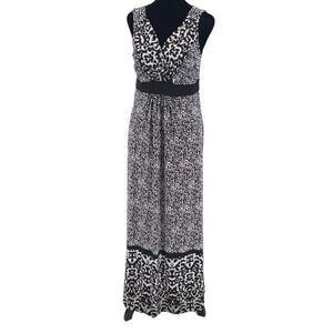 SOMA Women's Sleeveless Pebble Print Maxi Dress Soft Stretch‎ Black White Medium